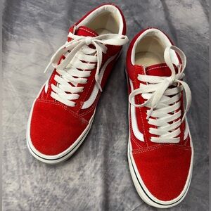 Vans old school Red and White Sneakers size 8